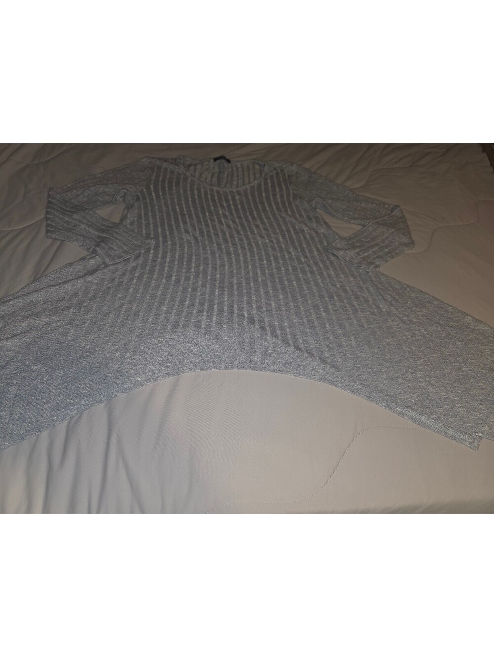 GIBIU USA Boho Tunic Top Cowl Neck Asymmetrical Hem - Gray Sweater - Medium
